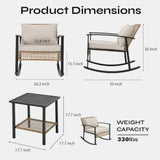 3-Piece Outdoor Rattan Patio Furniture Set with 2 Oversized Chairs & 2-Tier Coffee Table