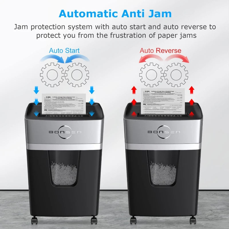 Bonsen P-4 Level 12-Sheet Micro-Cut Paper Shredder – Ultra-Quiet Home & Office Shredder with 40-Minute Runtime