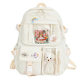 Cute Women’s Large-Capacity Backpack – Preppy Multi-Pocket Nylon Schoolbag | Student Travel Daypack