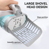 Extra-Large Cat Litter Scoop with Detachable Baffle, Built-In Garbage Bag Storage & Ergonomic Handle