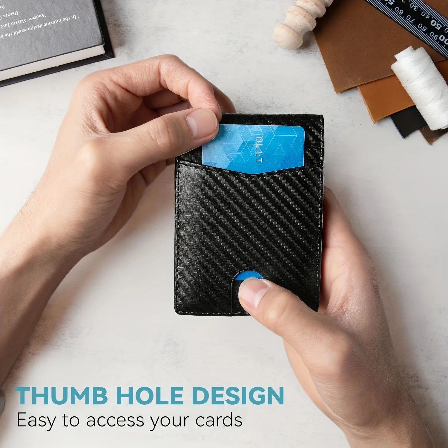 Men’s Minimalist Slim Leather Wallet – RFID Blocking Bifold with Money Clip for Front Pocket Carry