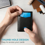 Men’s Minimalist Slim Leather Wallet – RFID Blocking Bifold with Money Clip for Front Pocket Carry