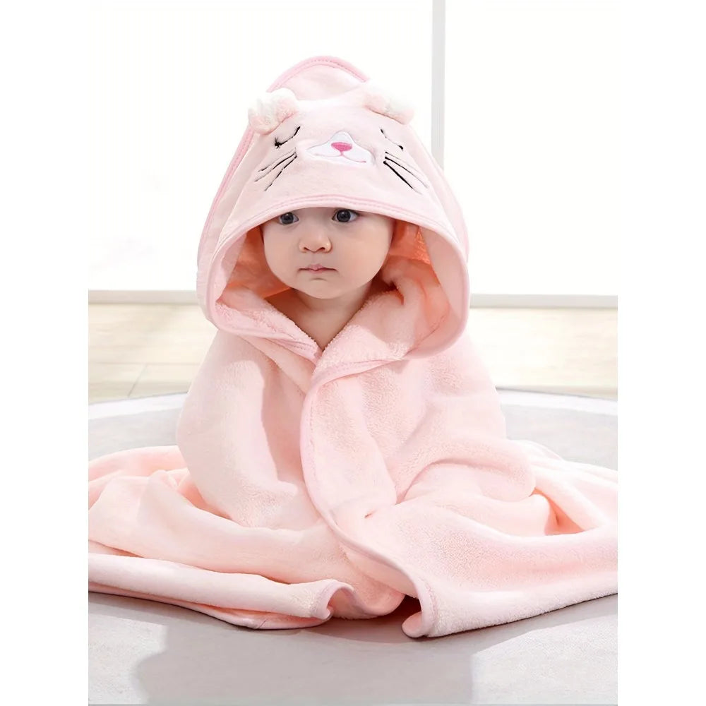 Cute Cartoon Baby Hooded Bath Towel – Ultra Soft Absorbent Microfiber Bathrobe for 0–3 Years | Adorable Infant Bath Wrap
