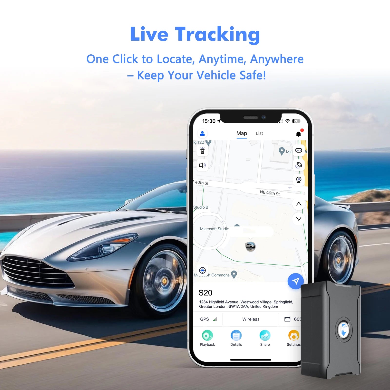 15-Day Battery Vehicle GPS Tracker – Anti-Theft Locator Device for Cars, Trucks, Motorcycles & Luggage Security