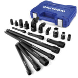 18-Piece Drive Tool Accessory Set – Magnetic Socket Adapters, Extension Bars & Universal Joints 🔧