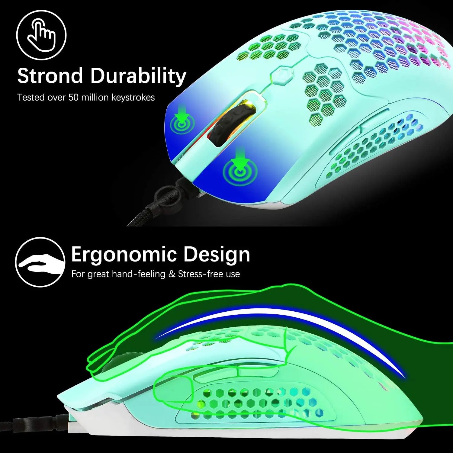 Ziyou Lang Wired Gaming Keyboard and Mouse Combo – Blue LED Backlit Mechanical Keyboard with Precision Gaming Mouse