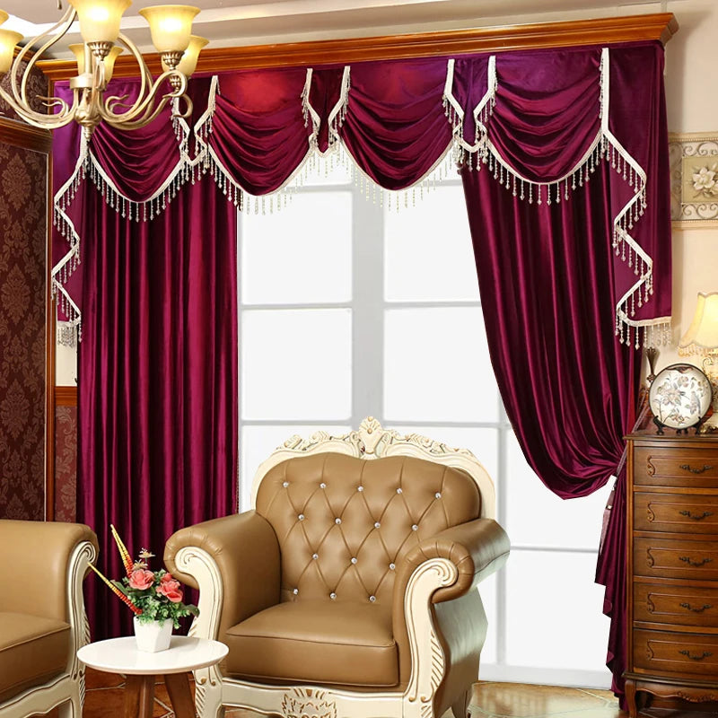 2-Panel Thickened Flannelette Luxury Curtains – Jubilant Rose Red for Bedroom, Living Room & Wedding Room (Blackout)