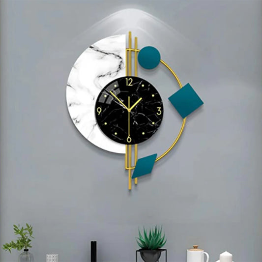 Silent Marble Wall Clock – Creative Semicircle Quartz Design for Living Room & Bedroom Décor