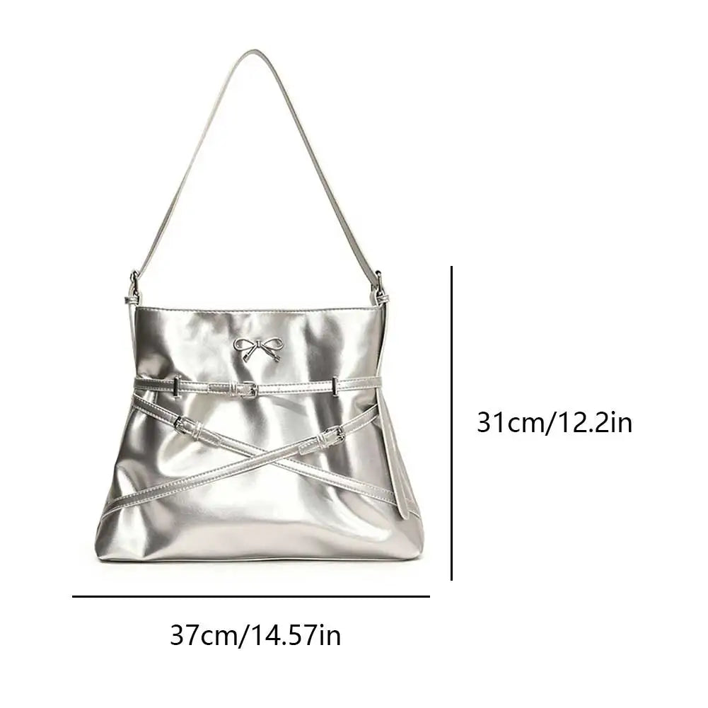 Women’s Luxury Shoulder Bag with Bow 🎀 – Elegant Solid Color Handbag & Crossbody Bag with Adjustable Strap 💼✨