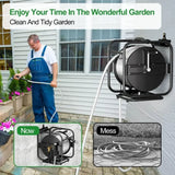 Heavy-Duty Metal Garden Hose Reel with 100FT 304 Stainless Steel Hose – Wall Mount & Floor Hose Spool with Aluminum Nozzle