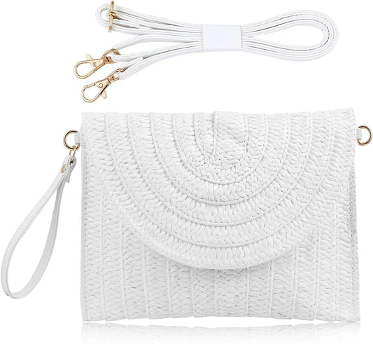 Women’s Woven Straw Envelope Clutch – Summer Beach Handbag & Casual Boho Purse for Vacations and Daily Use