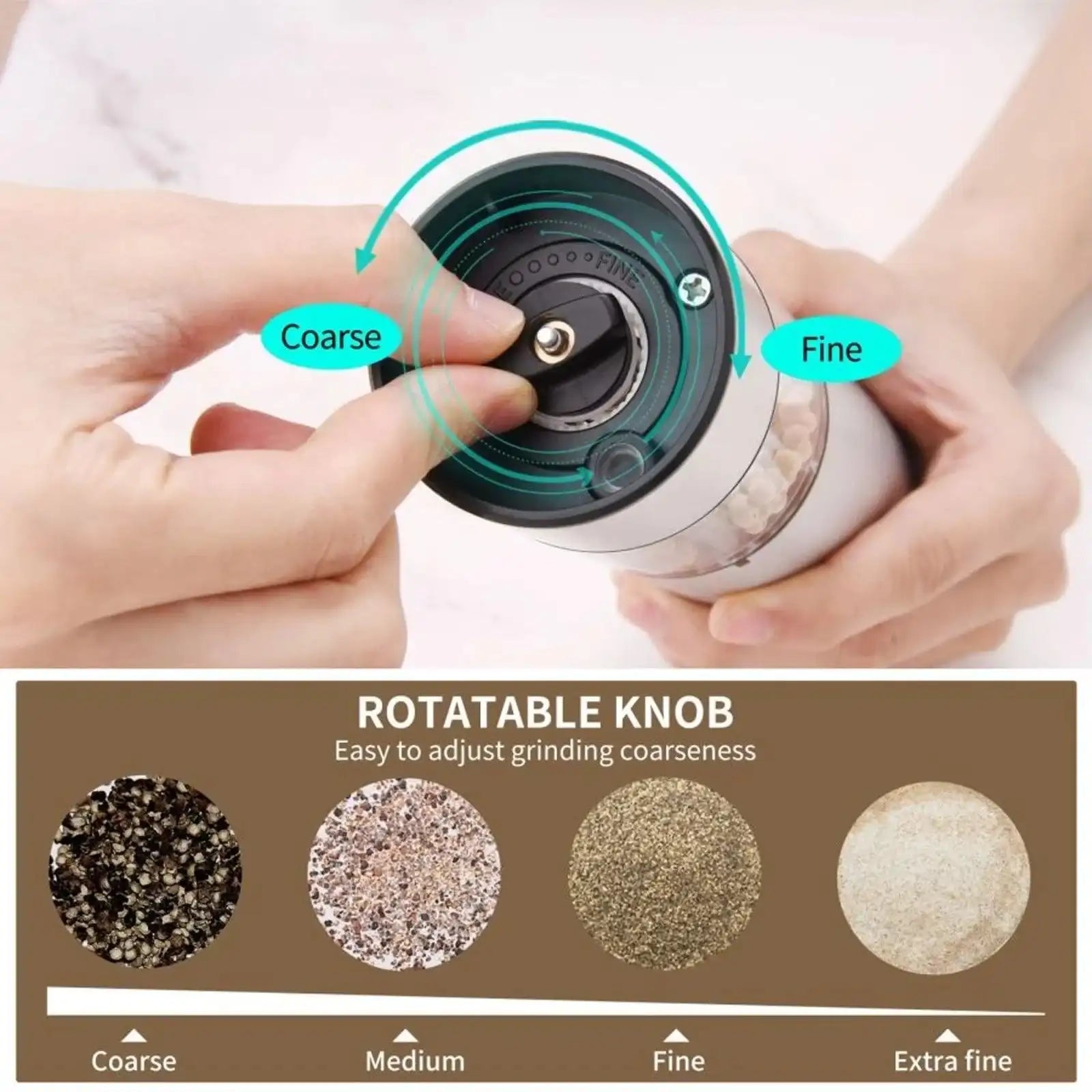 Rechargeable Electric Salt & Pepper Grinder Set – 2 Pack with Base - PulinGO