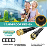 LEFRE Metal Garden Hose 25-100 ft – Leak-Proof Stainless Steel Water Hose with Spray Nozzle & ¾-in Fittings