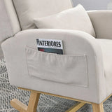 Modern High-Back Accent Armchair Rocker – 27.5"W Living Room Chair with Lumbar Pillow & Side Pockets | Stylish Casual Seating