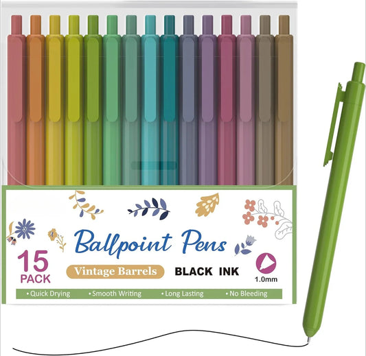 Retractable Soft Gel Ink Pens – 11 Pack, 0.5mm Fine Point Black Ink Cute Pens for School, Office & Journaling