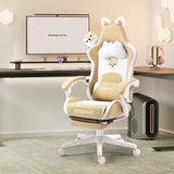 Dowinx Cute Gaming Chair with Cat Ears – Ergonomic Computer Chair with Massage Lumbar Pillow, Footrest & Headrest for Girls & Teens