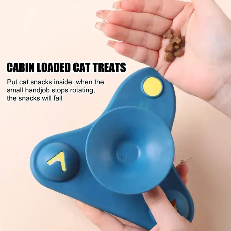 “Rotating Flying Chair Interactive Cat Teaser Toy – Spinning Small Aircraft Design with Treat Dispenser”