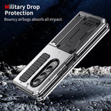 Heavy Duty Armor Metal Aluminum Case – Shockproof Military Stand Cover with Screen Protector for Samsung Z Fold 4