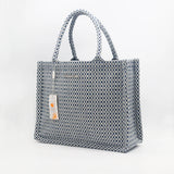 Women’s Woven Plaid Shoulder Bag – Large Capacity Eco-Friendly Satchel Handbag