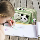 Creative Panda 9-Layer Large Capacity Pen Bag – Stationery Organizer for Junior High Students & Office Use 🐼✏️