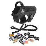 Military Tactical Large Dog Harness Set – Training Vest with Collar, Leash, Bags & Patches for Malinois & Large Breeds