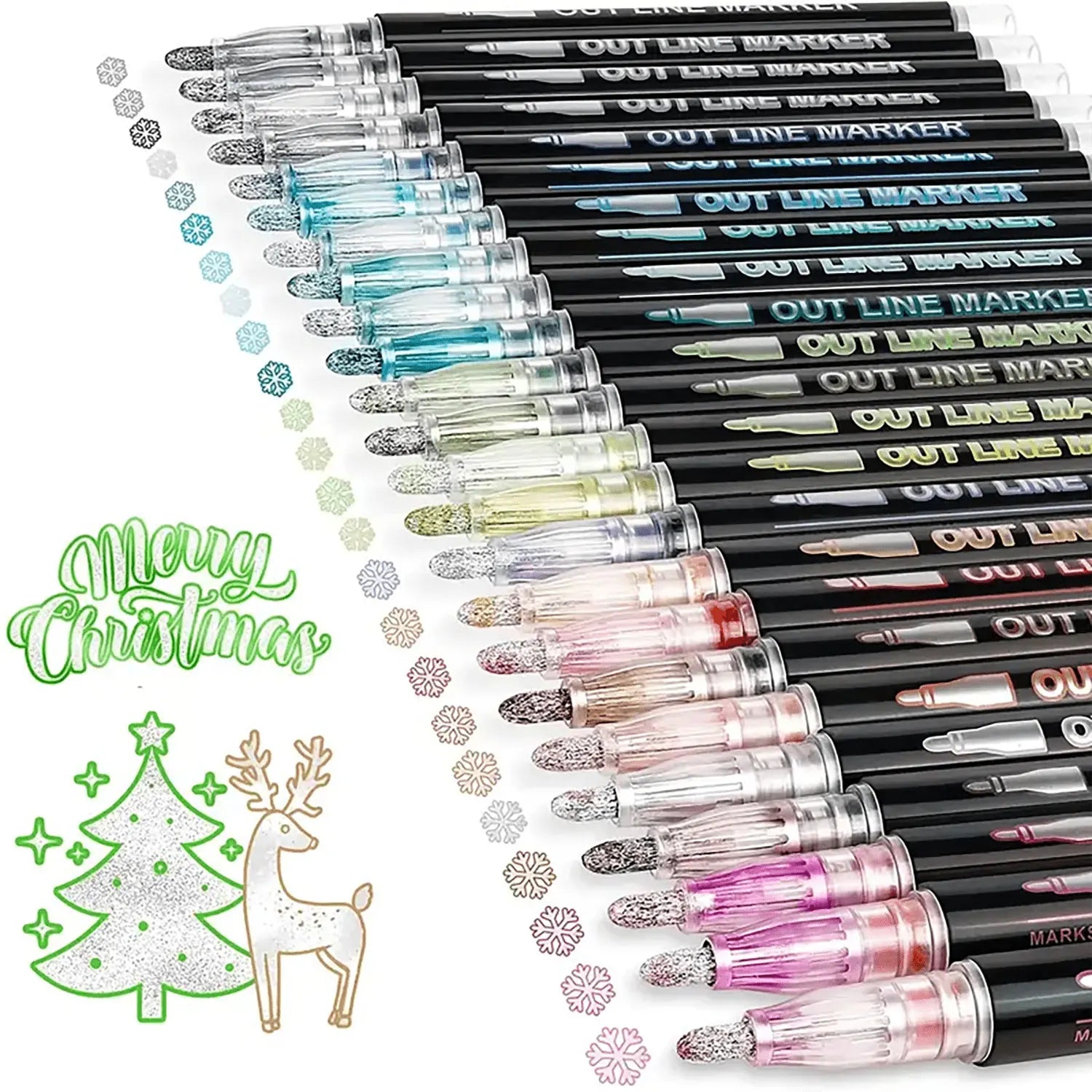 Metallic Double Line Pens Set (12 / 24 / 36 Colors) – Decorative Outline Pens for Scrapbooking & Card Writing