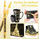 Gold Paint Pens – 5-Pack Metallic Acrylic Markers with Extra Fine 0.7mm Tip for DIY, Wood, Rock & Glass