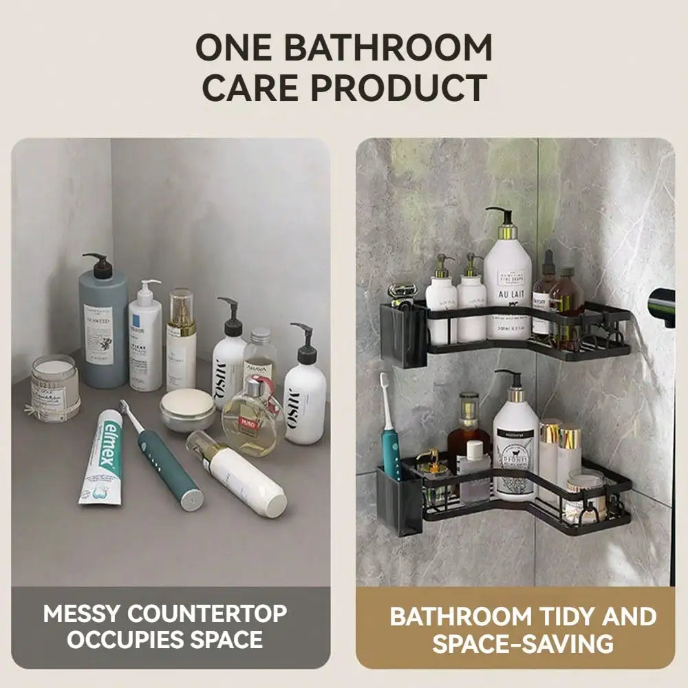 5-Piece No-Drill Shower Caddy & Shelf Set – Rustproof Stainless Bathroom Organizer