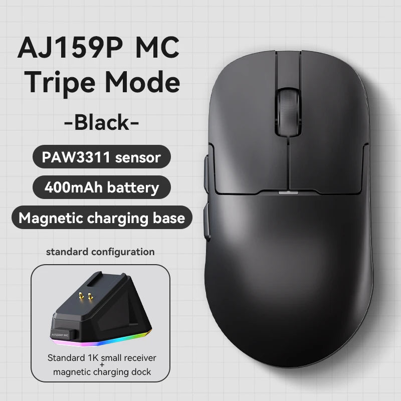 Ajazz AJ159P-MC Wireless Gaming Mouse – 56g Lightweight Design, PAW3311 Sensor, 1KHz Return Rate, Non-Porous Shell