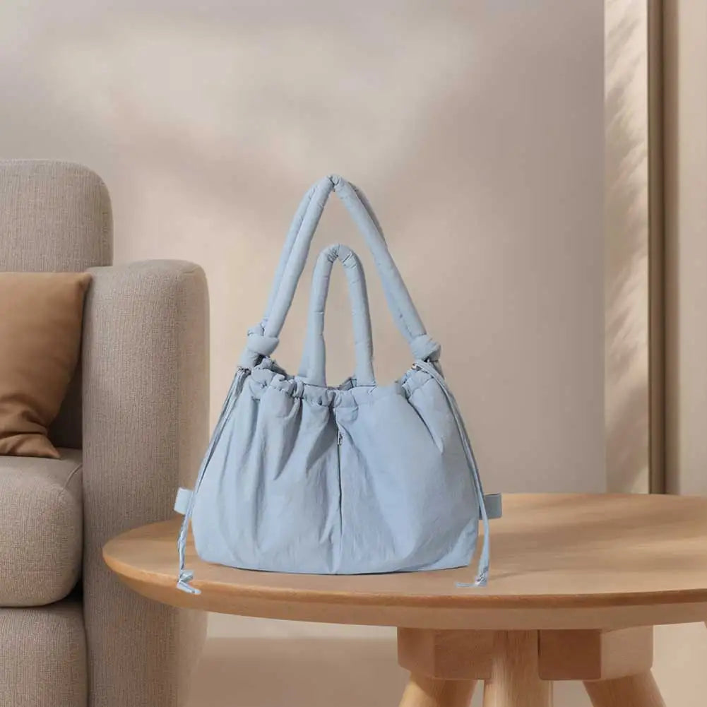 Puffer Tote Bag for Women Adjustable Strap Shoulder Bag Nylon Large Capacity Puffy Purse for Shopping Travel