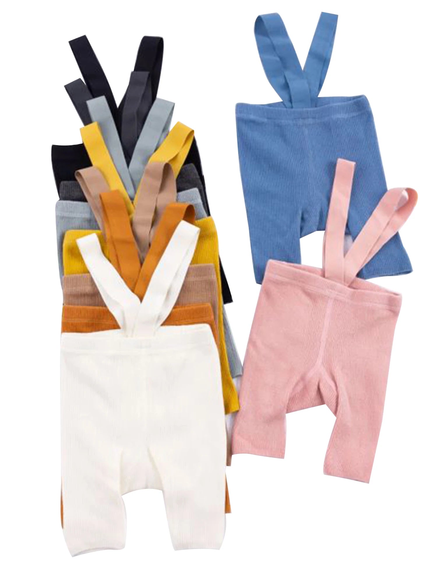 Infant Solid Color Suspender Tights – High Waist Knitted Leggings for Baby Boys & Girls, Stylish Toddler Outfit