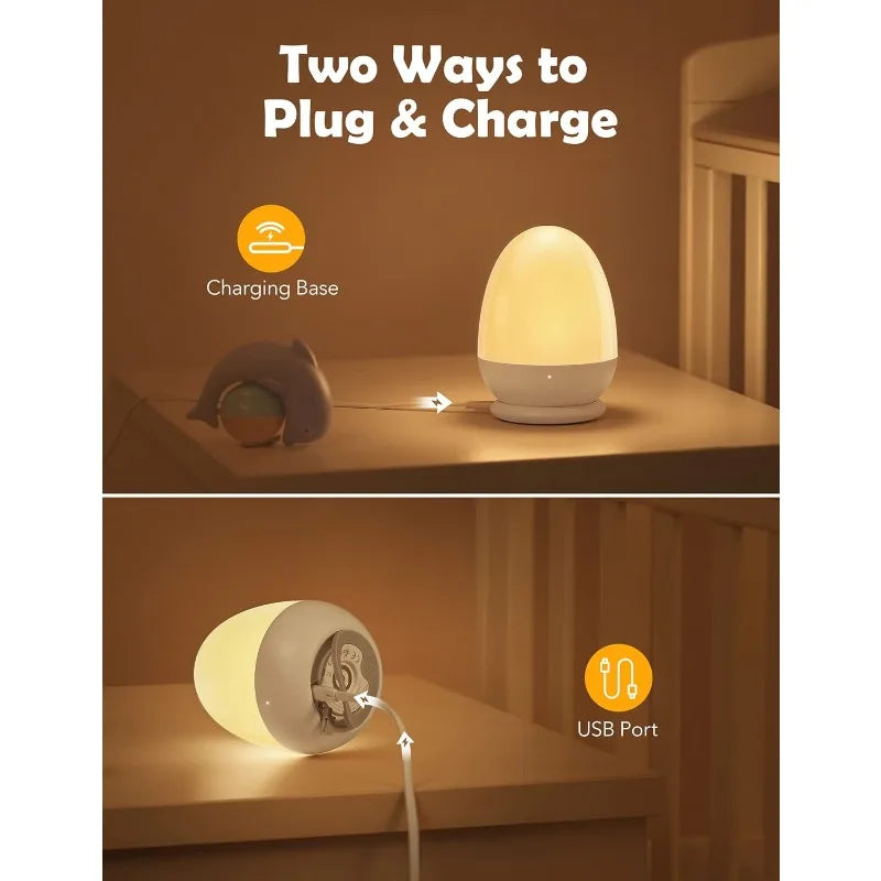 Jolywell Baby Night Light – Portable Egg-Shaped Nursery Lamp with Stable Charging Pad & Touch Control, Soothing LED Nightlight for Kids & Breastfeeding
