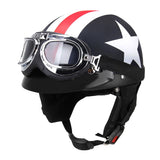 Half Open Face Bike Helmet with Goggles & Visor – Motorcycle & Scooter Touring Helmet with Scarf Protection