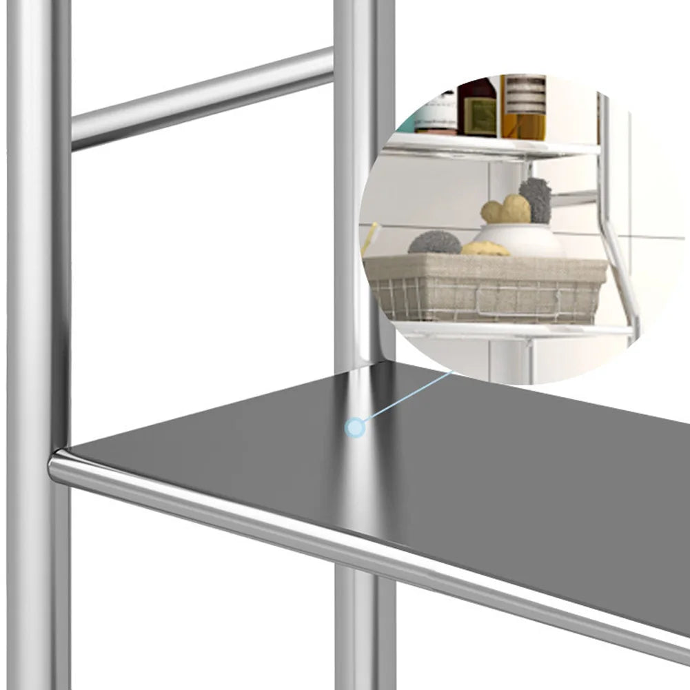 2-3 Tier Over-The-Toilet Freestanding Metal Storage Shelf with Paper Holder & Hooks – Space-Saving Bathroom Tower