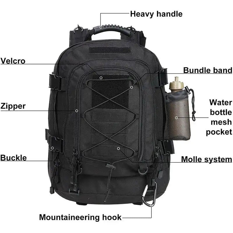 60L Military Tactical Backpack - Army Molle Rucksack for Outdoor
