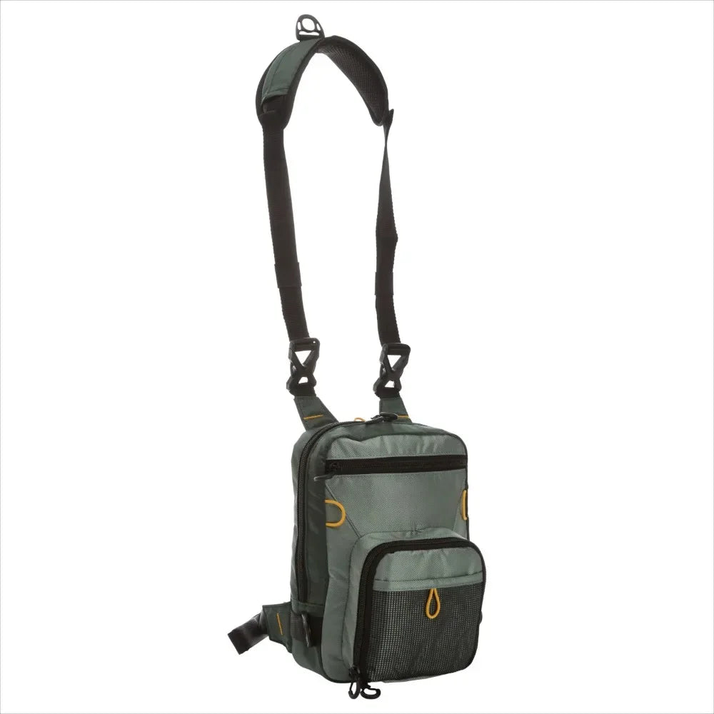 Compact fly fishing chest bag – lightweight soft-surface gear bag with multiple compartments for tackle & outdoor storage