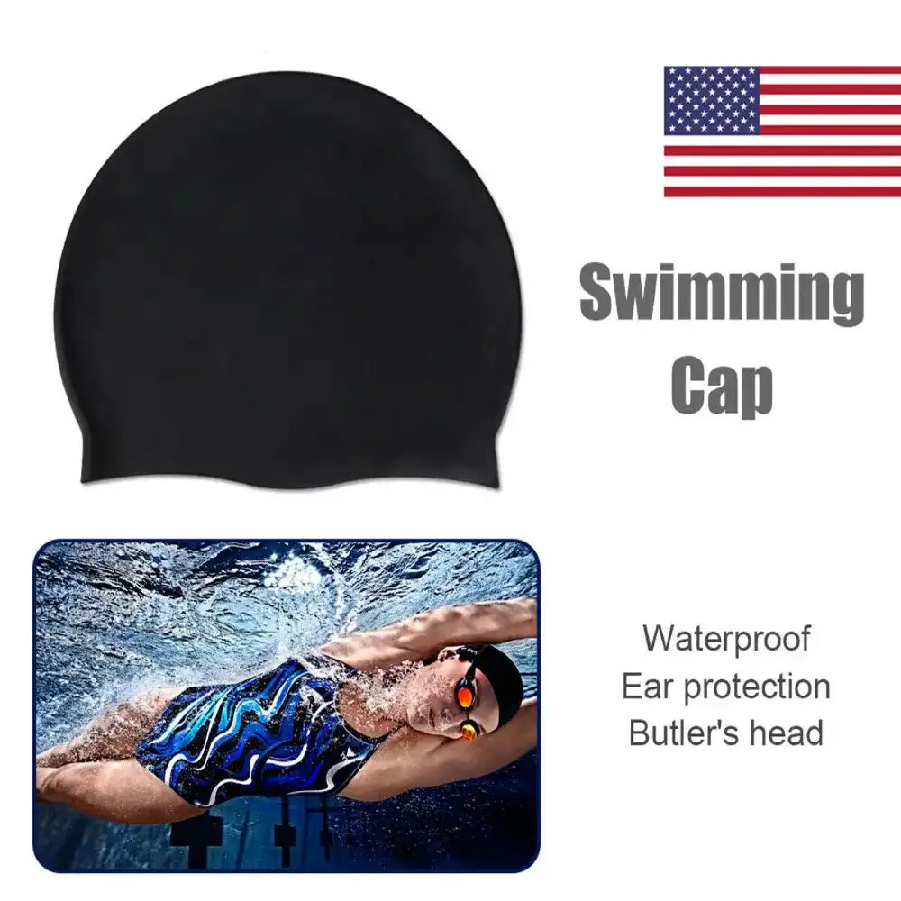 Solid Color Waterproof Swimming Cap for Men & Women – Long Hair Friendly Swim Hat 🏊‍♂️