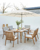 7-Piece Seehill Aluminum Patio Dining Set – Outdoor Table & 6 Chairs with Umbrella Hole, Teak Finish