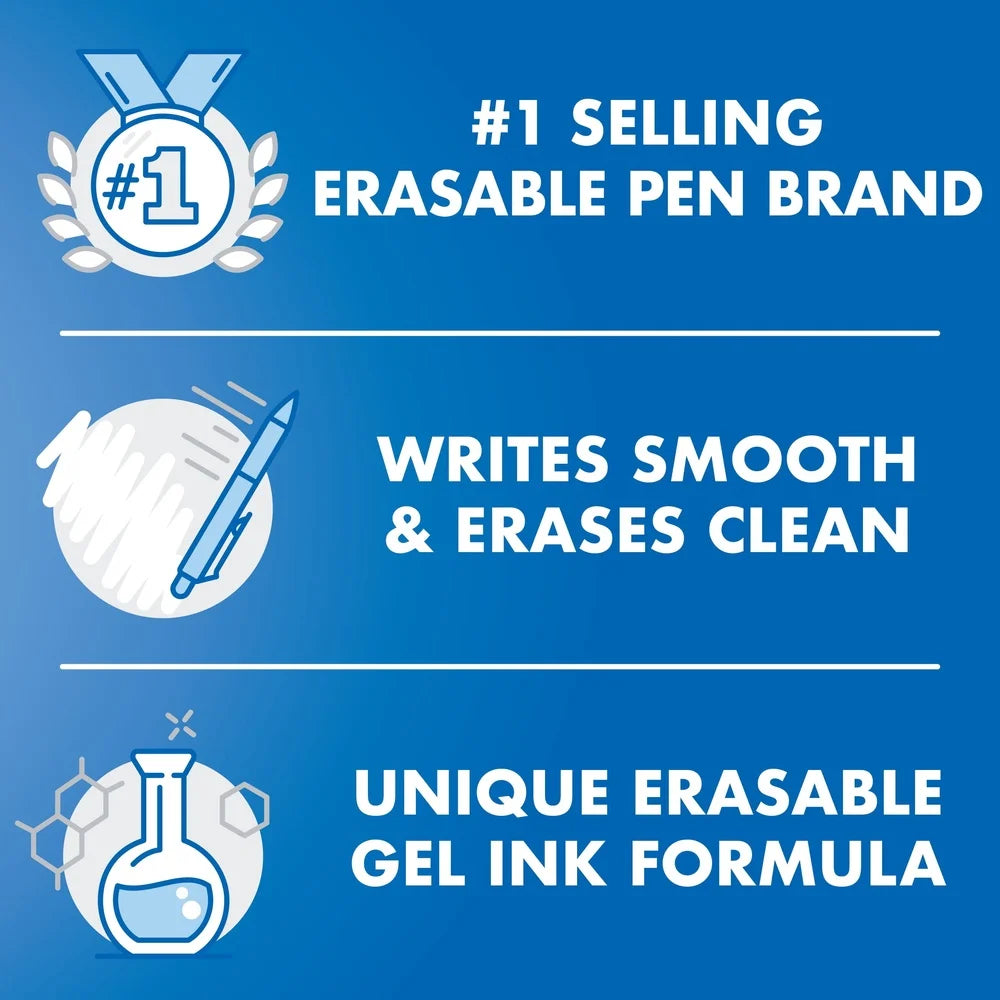Erasable Gel Ink Pens – Fine Point Retractable Pens with Thermo-Sensitive Ink (5-Pack)