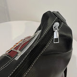Women’s PU Leather Punk Shoulder Bag – Y2K Clutch Underarm Purse with Adjustable Strap & Zipper Closure for Travel & Daily Use