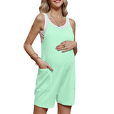 Women’s Maternity Jumpsuit – Sleeveless Solid Color Pregnancy Bodysuit with Pockets, Plus Size Casual Winter Outfit