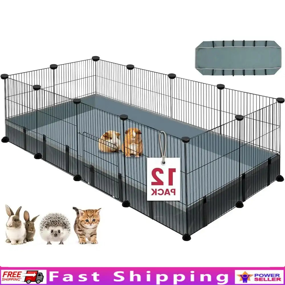 12-Panel Durable Small Animal Playpen with Waterproof Mat – Indoor/Outdoor Puppy, Rabbit & Guinea Pig Fence