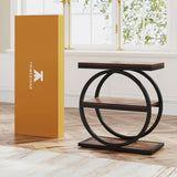 Tribesigns Narrow End Table with 3 Storage Shelves – Wooden Industrial Side Table for Sofa & Living Room