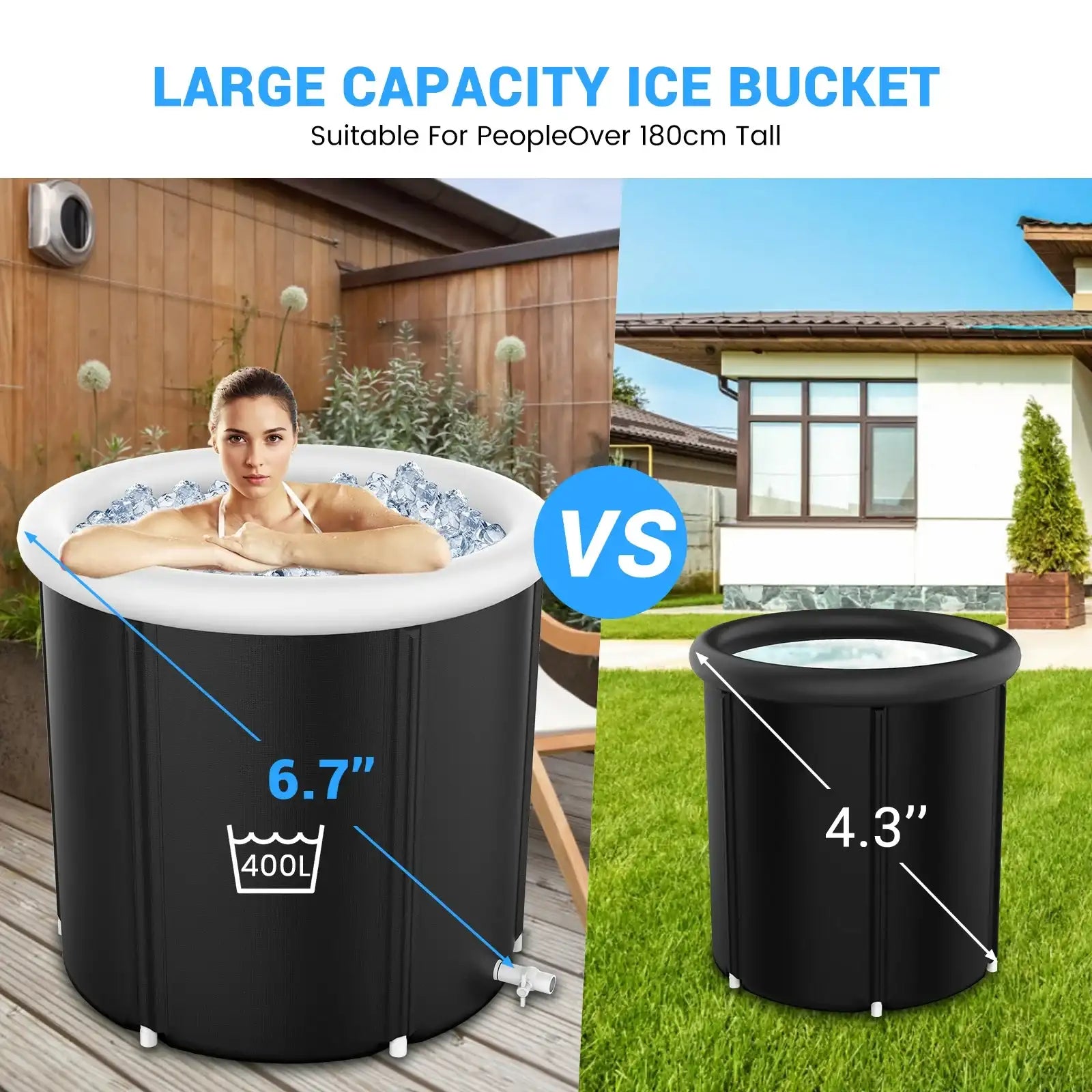 “105 Gallon Large Ice Bathtub for Athletes – Multi-Layered Inflatable Cold Plunge Tub with Portable Design”