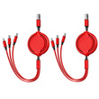 2-Pack 3-in-1 USB Charging Cable – Retractable Multi-Port Fast Charging & Data Cord for iPhone, Samsung, Huawei & Xiaomi