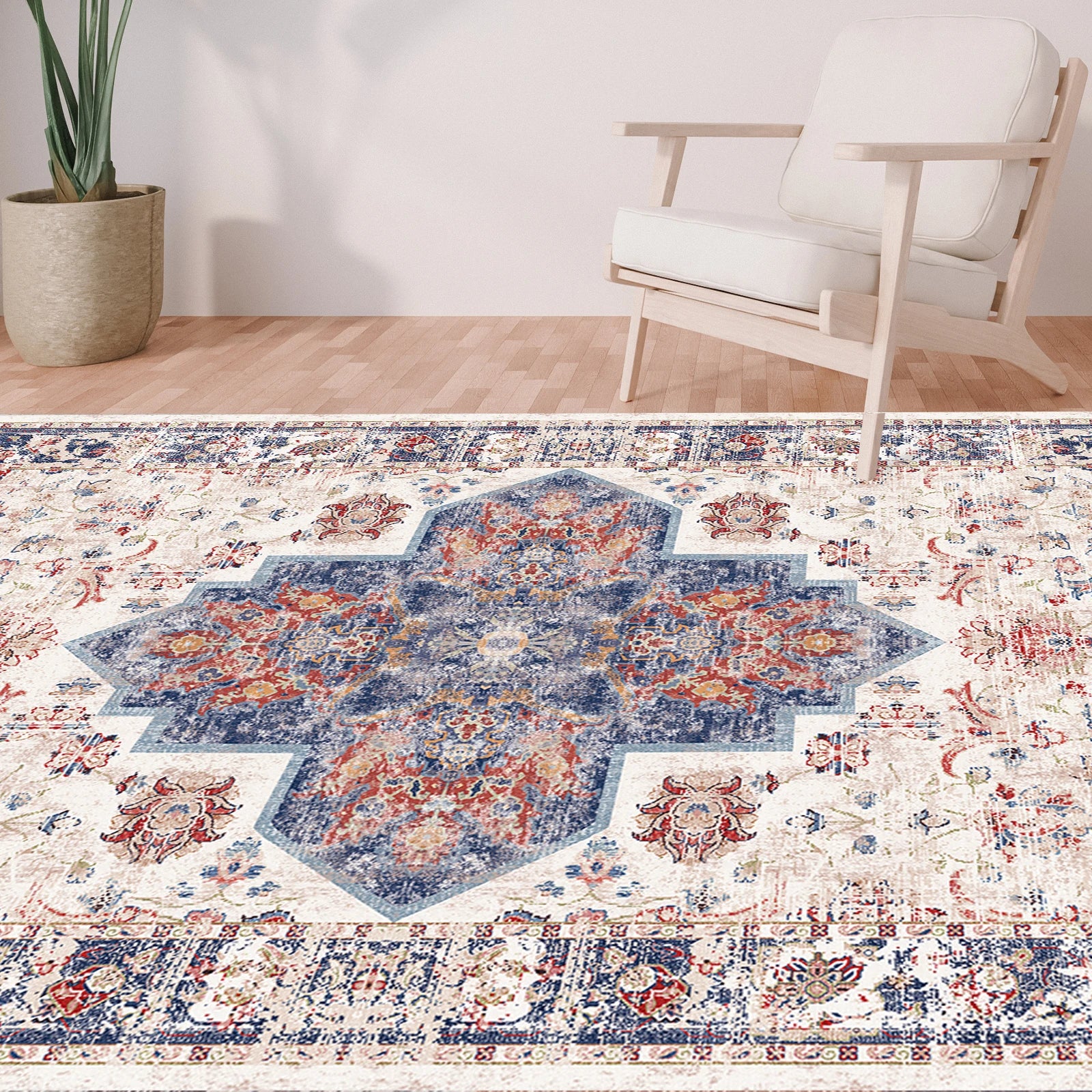 Retro Persian Sponge Carpet – Washable Non-Shedding Stain-Resistant Area Rug for Living Room & Home Décor