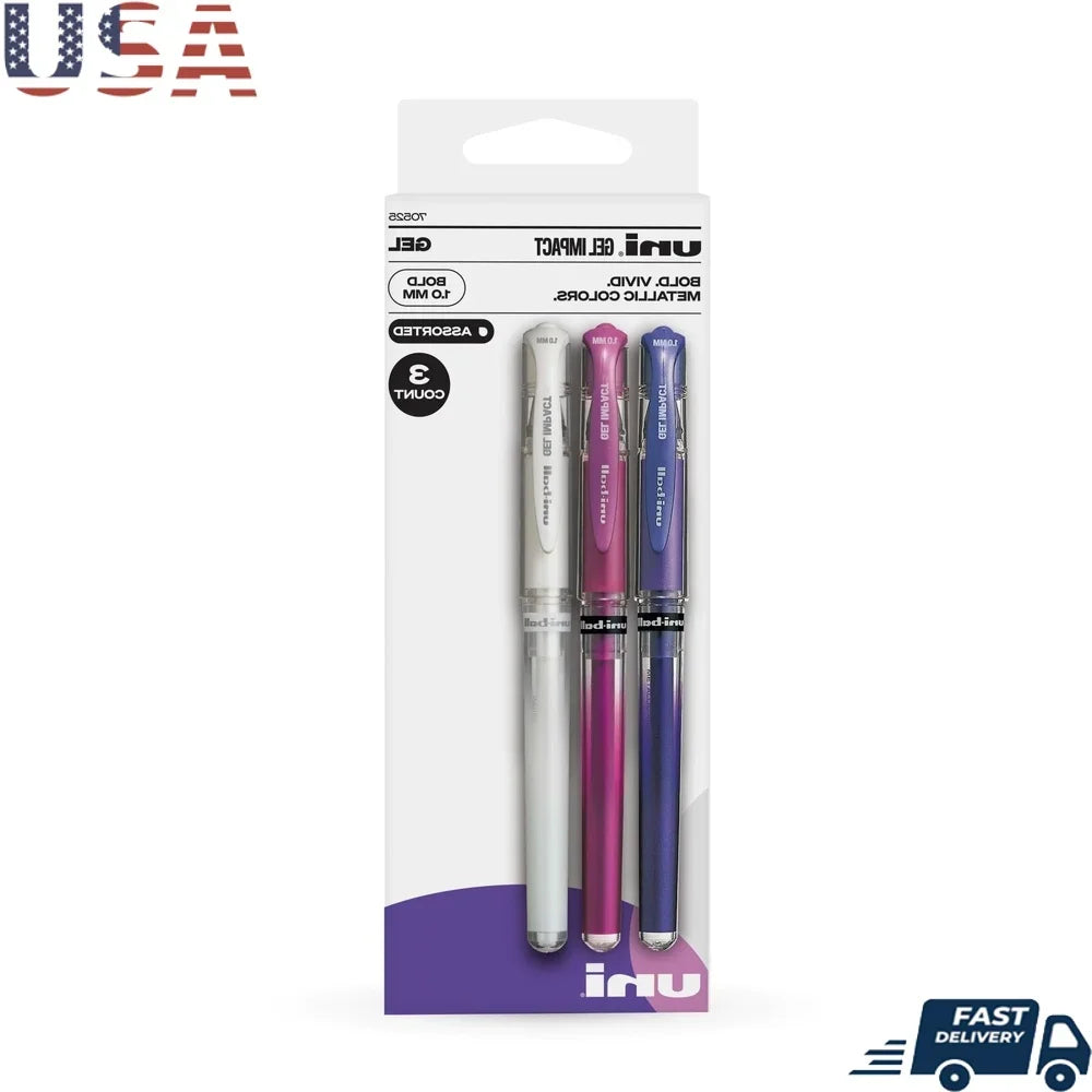 Gel Impact Pens – 3-Pack Bold Point (1.0mm) Assorted Ink Gel Pens for Smooth, Vivid Writing 🖋️