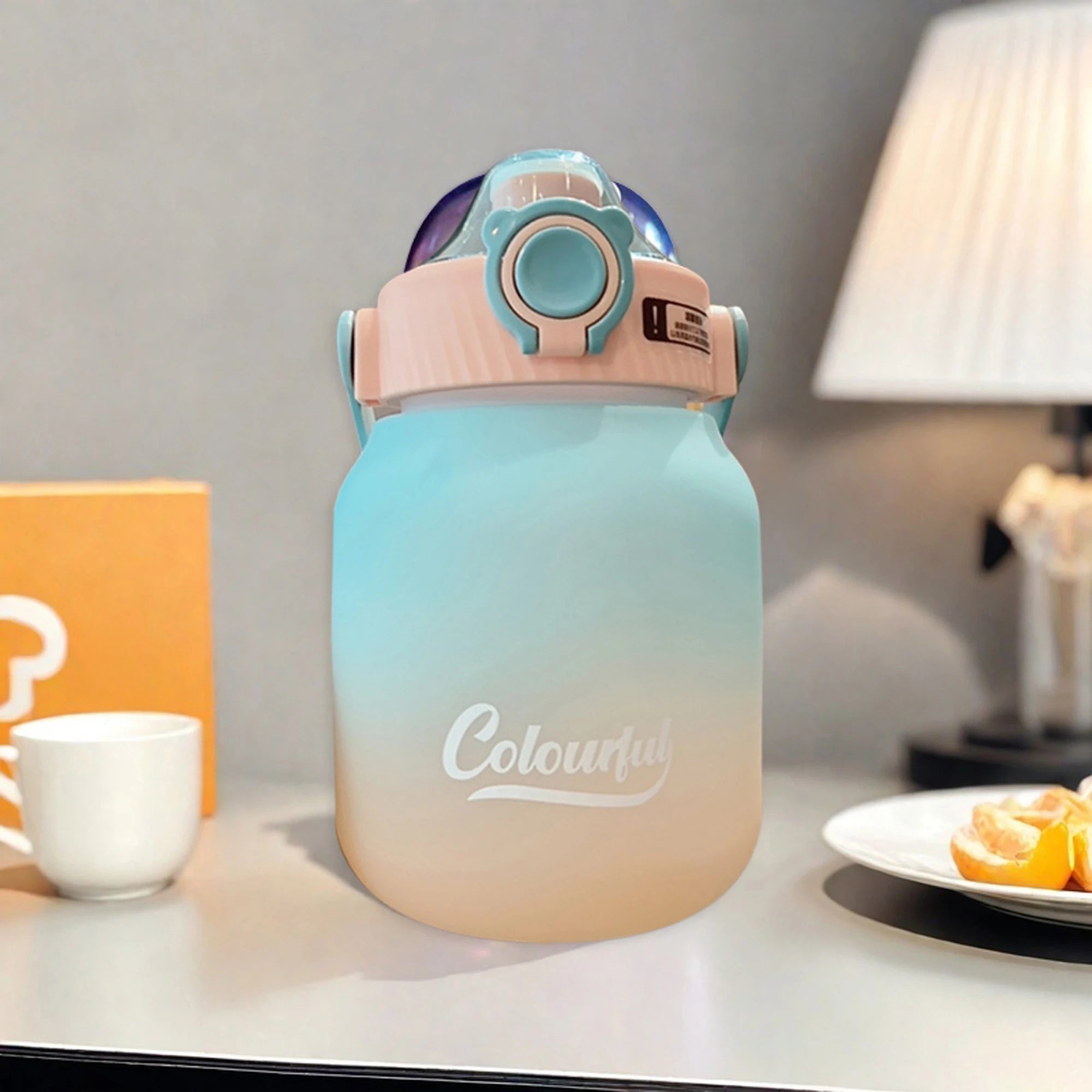 1000 ml Gradient Colour Reusable Water Bottle – Handle & Carry Strap, Leak-Proof Plastic Cup for Men & Women