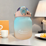 1000 ml Gradient Colour Reusable Water Bottle – Handle & Carry Strap, Leak-Proof Plastic Cup for Men & Women