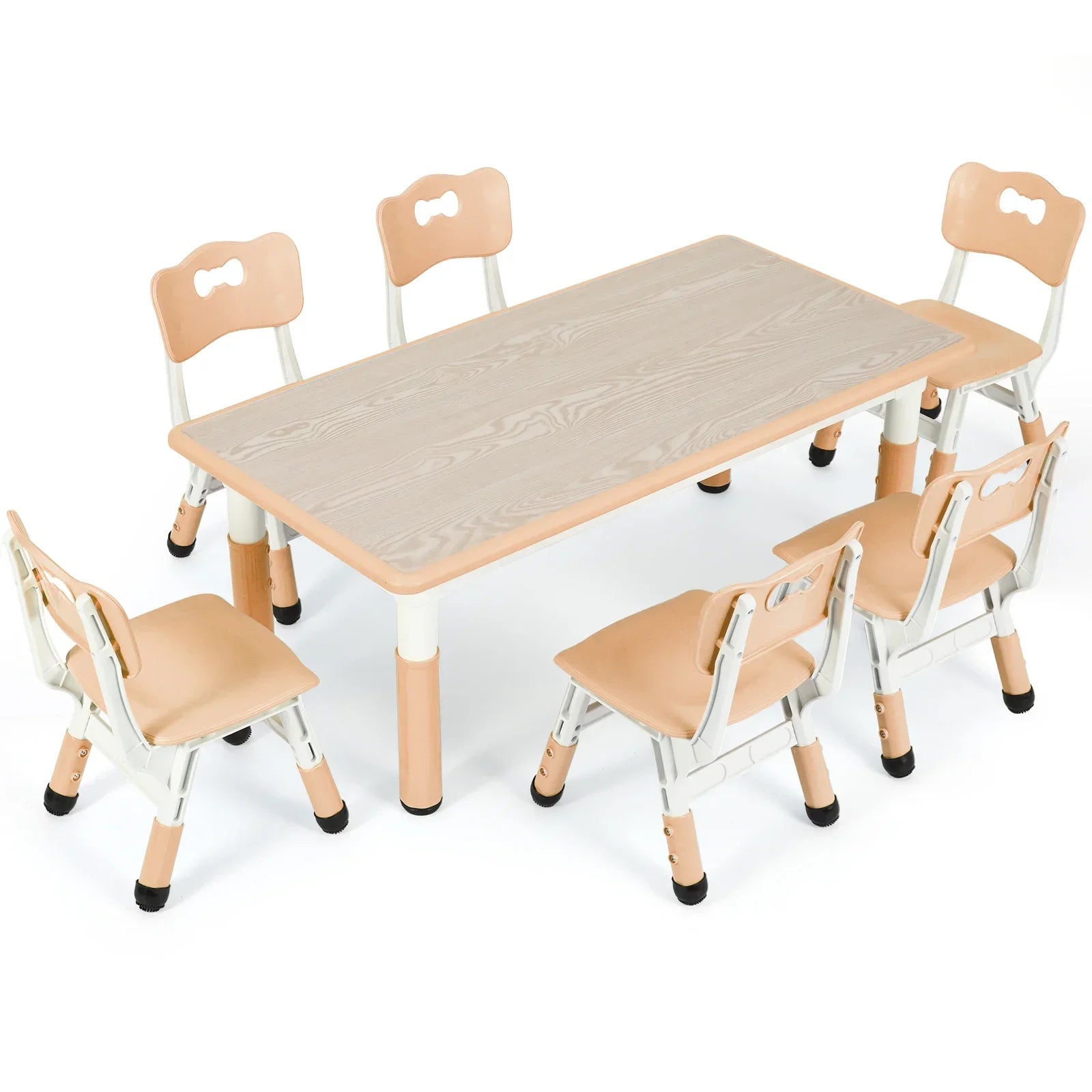 Kids Table & 6-Chair Set – Height Adjustable Multi-Activity Study & Craft Table for Children (Ages 2-10) 🖍️